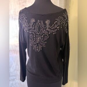 Miss Me Black Embellished Blouse